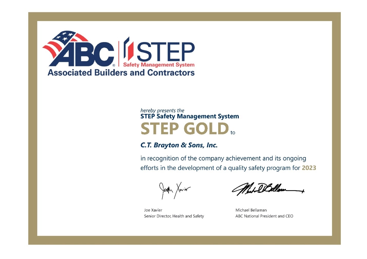 Associated Builders and Contractors certificate